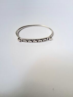 Novica Thai Sterling Silver Elephant Link Bangle Bracelet - Black & Silver